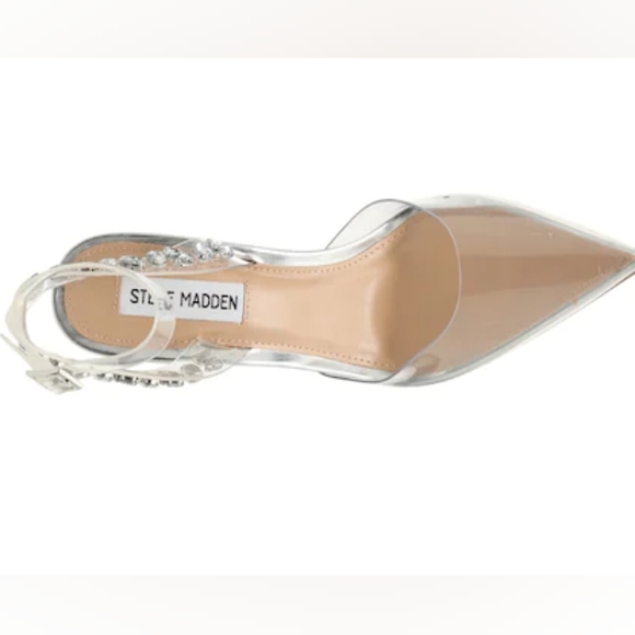 🥳SOLD🥳Steve Madden Vary clear embellished Slingback Pump Shoes - Picture 8 of 14